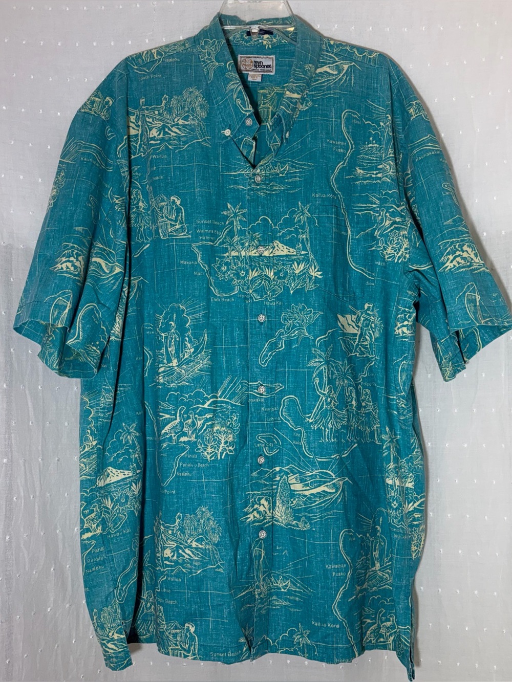 Reyn Spooner Vintage Hawaiian Island Map  Button Down Size 3XL Traditionals Line